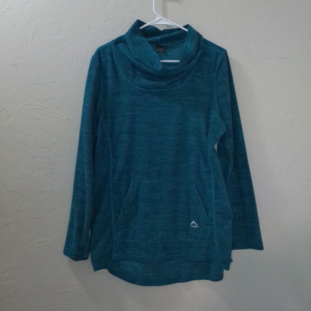 K-Way Technical Design Women’s Cowl Neck Pullover Teal Heather – Size Large